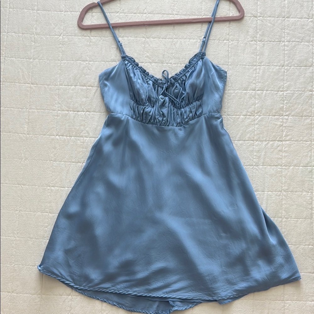 Astr Blue Ruffled Ruched Sundress - Picture 3 of 5